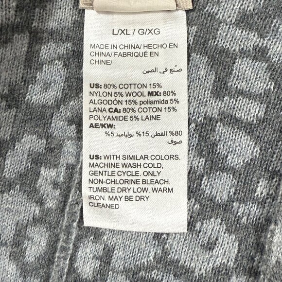 Chico’s Gray Leopard Print Open Front Vest Lightweight L Draped Kimono Topper - Picture 10 of 11